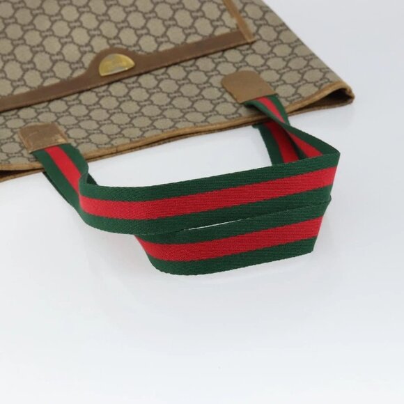 GUCCI GG Plus Supreme Web Sherry Line Tote Bag PVC Beige Gold - Picture 8 of 16